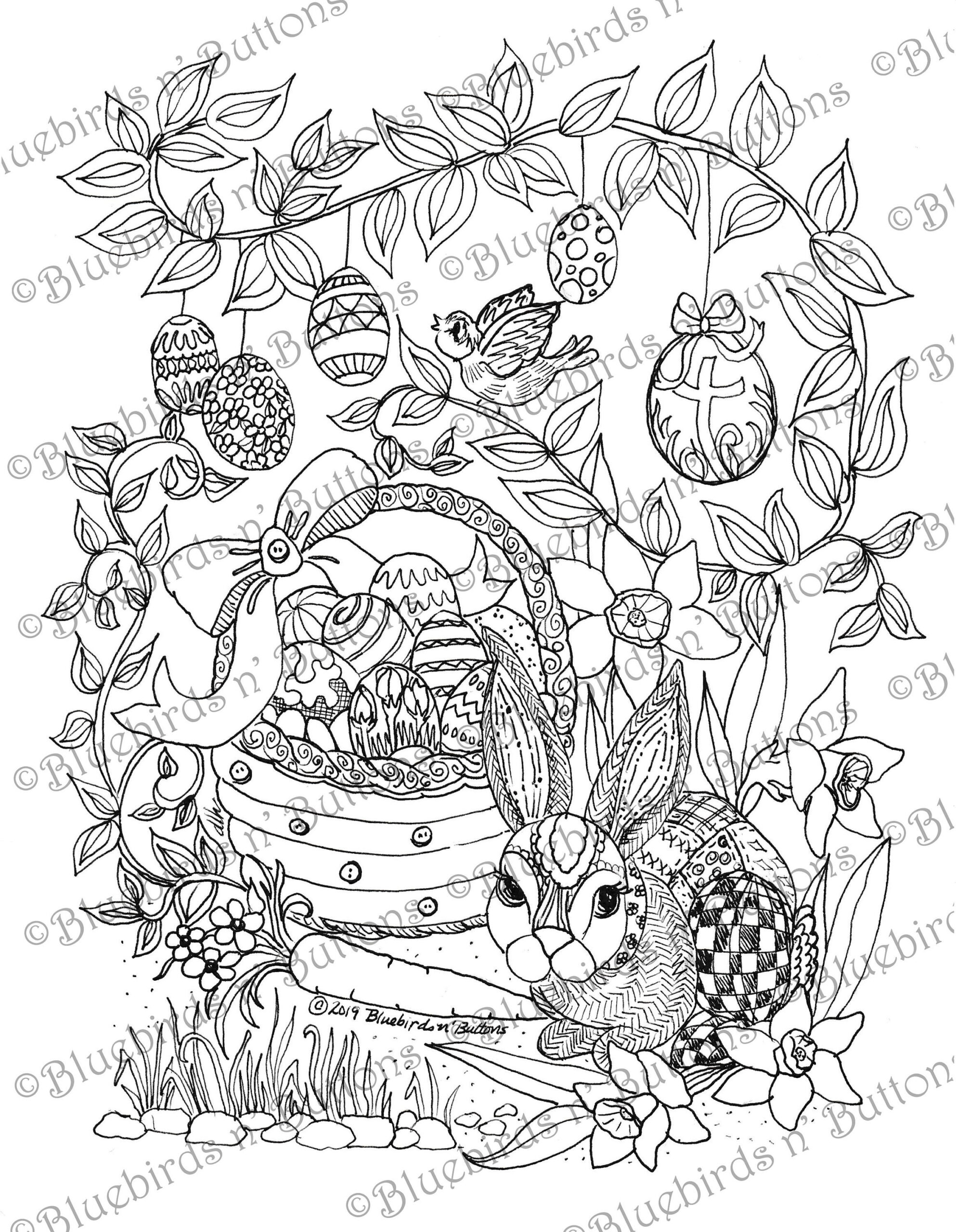 Coloring Page - Printable Coloring Page - April Coloring - Easter Coloring Page - Download - Adult Coloring Page - Kids Coloring Pages - Fun within Coloring Pages For Adults Printable Of Easter
