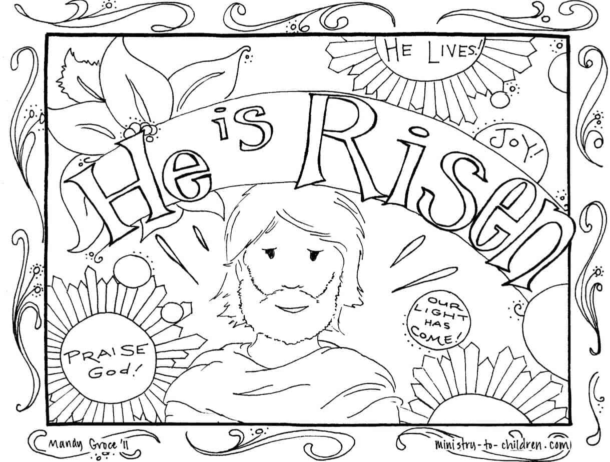 He Is Risen Coloring Pages in Printable Religious Easter Coloring Pages