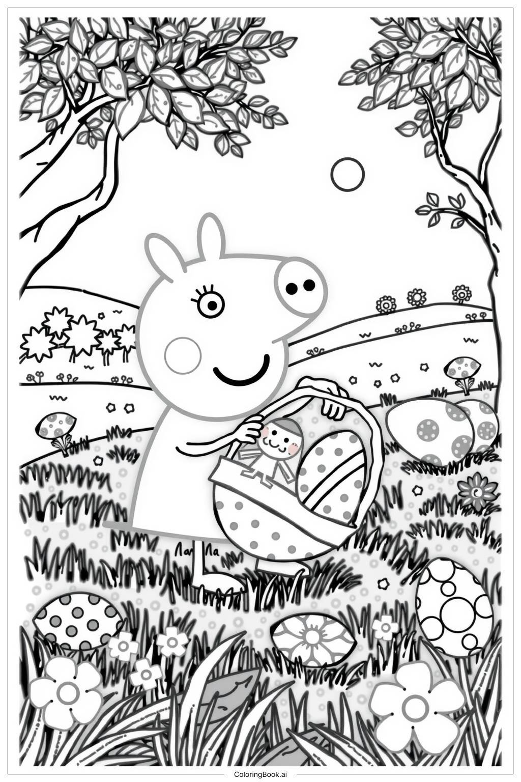 Peppa Easter Egg Hunt Coloring Page Coloring Page (Free Pdf&amp;amp;Png throughout Printable Peppa Pig Easter Coloring Pages